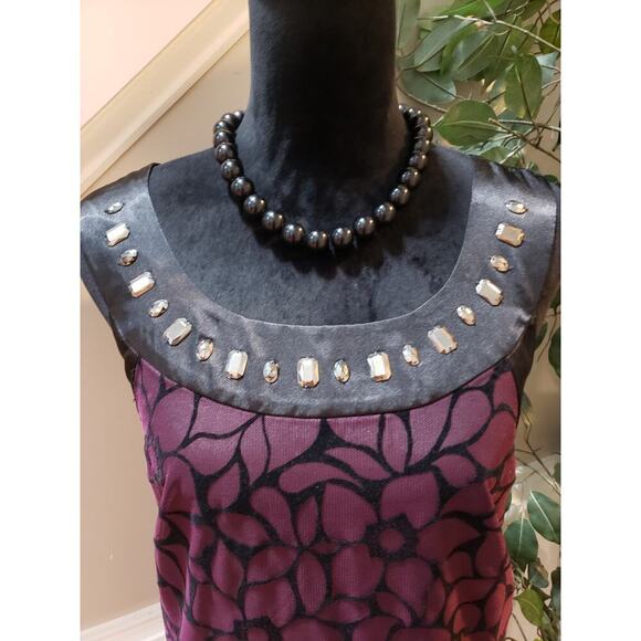 Signature by Robbie Bee Sheath Dress Women's 18W Black & Purple Floral Beaded - Picture 5 of 13